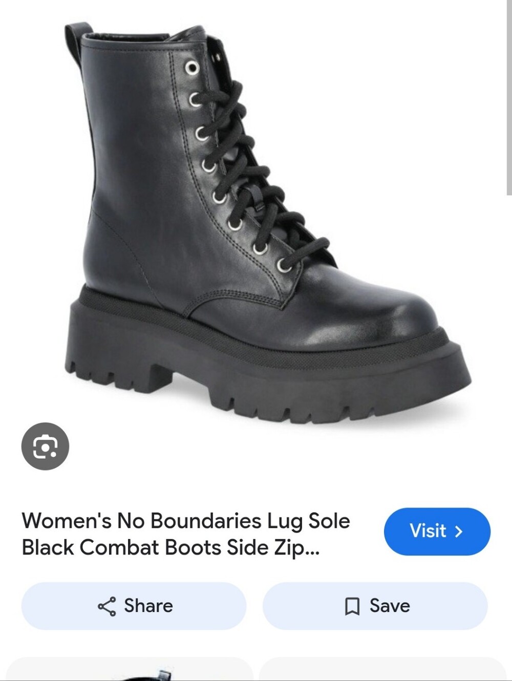 No Boundaries Black Chunky Lug Combat Boots with Side Zip